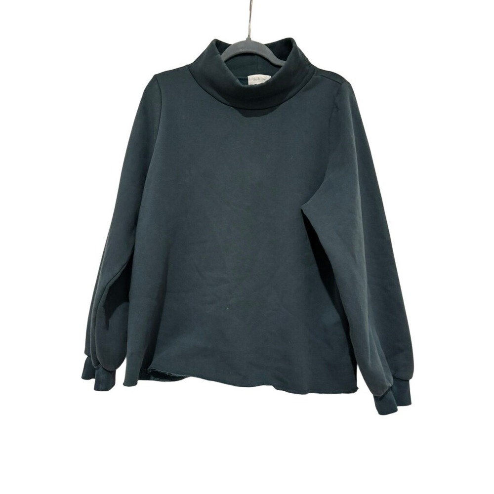 Bohme sz L very dark green boho distressed high neck slouchy sweatshirt P